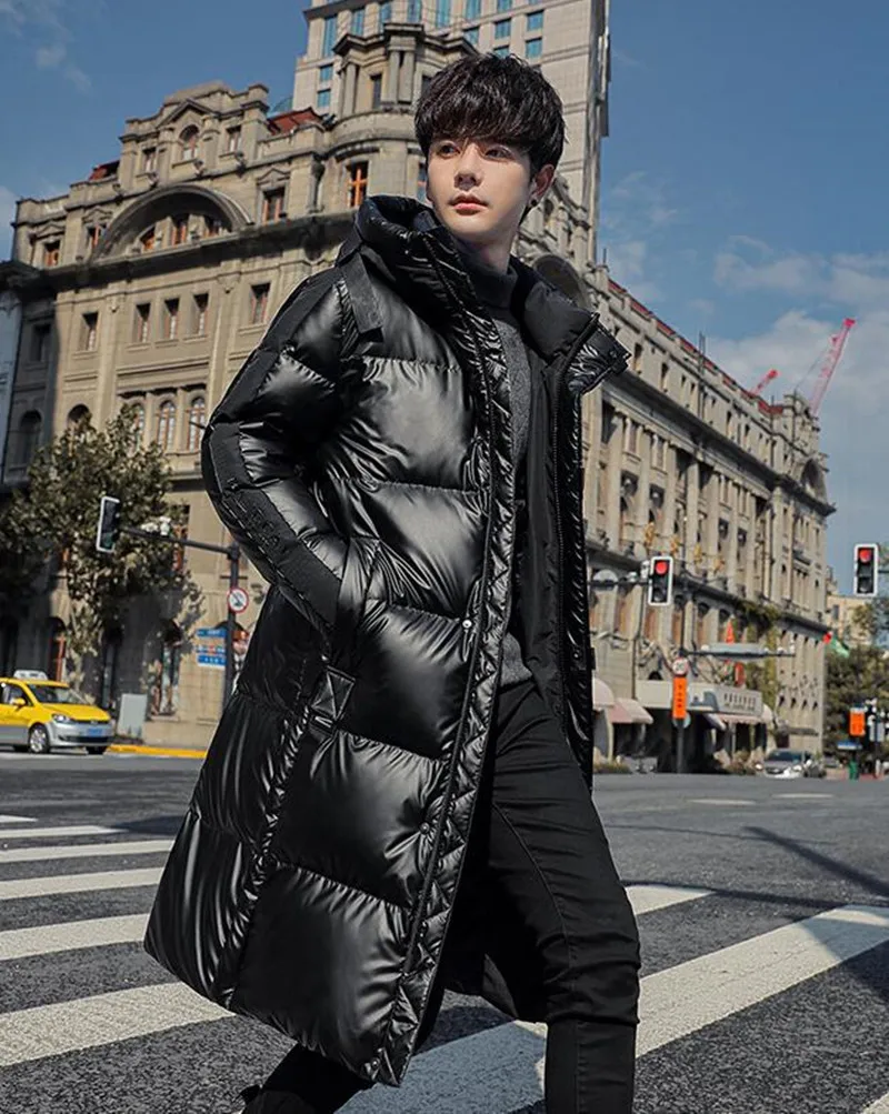 Men Winter Parka Coat Mid-length Clothes Hooded Duck Down Jacket