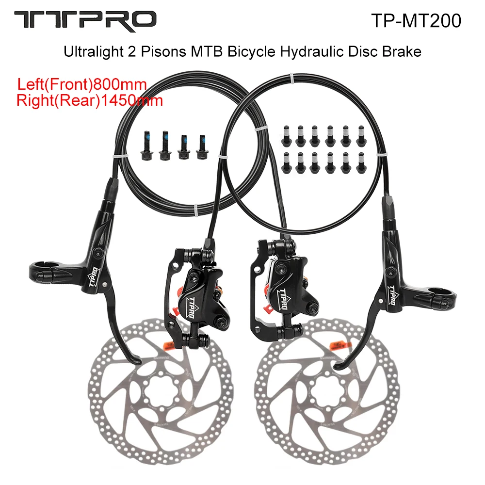 TTPRO MT200 Hydraulic Brake for MTB Mountain Bike 2 Pisons Disc Brake with RT56 800/1450mm Oil Brakes for MTB Bicycle Parts