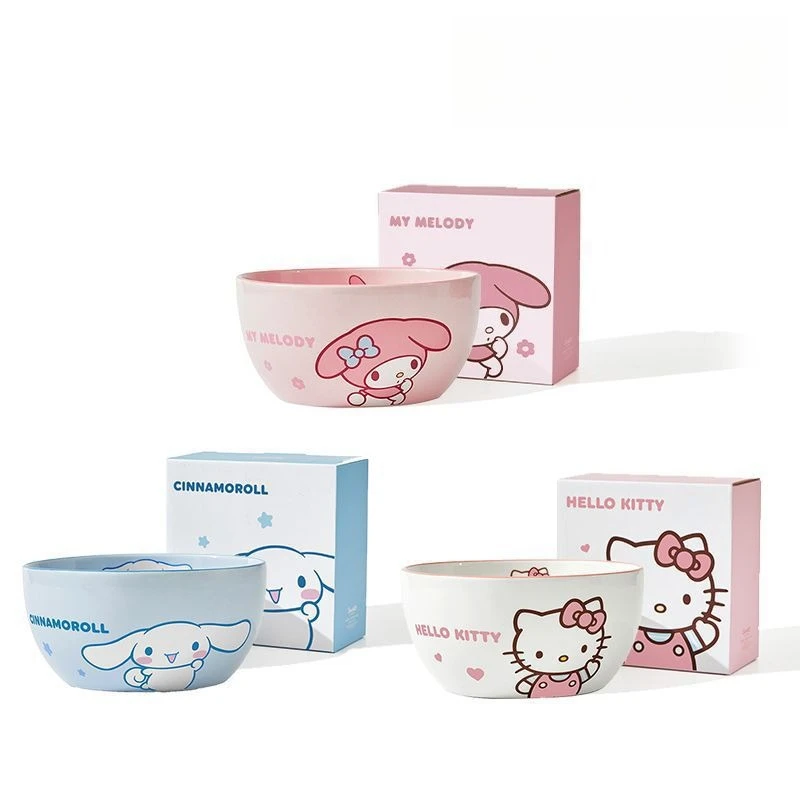 

Симпатичная керамическая миска Hello Kitty Kuromi. Бытовая миска для салата. Симпатичная детская посуда высокого уровня, посуда для взрослых.