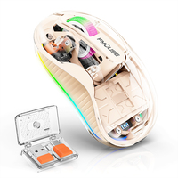 Rechargeable Bluetooth Mouse Wireless Mouse Transparent Shell Mouse with 2.4GHz USB 2400DPI Gaming Wireless Mouse for Laptop