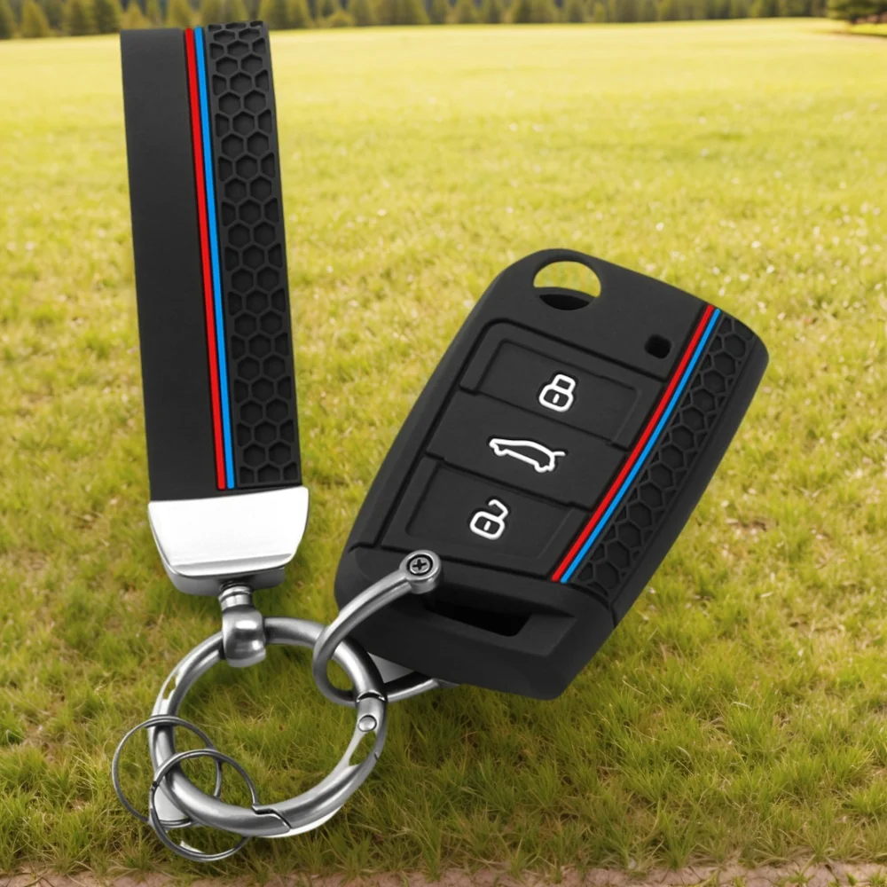 Silicone Key Case Cover for Volkswagen VW T6.1 Golf 7 POLO Tiguan T-Roc Skoda Rapid Octavia A7 Karoq Fabia Seat Ibiza Leon Ateca