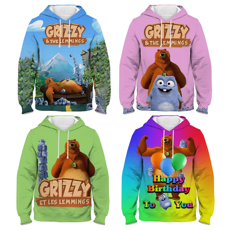 

Grizzy and the Lemmings 3D Print Kids Hoodies Boys Girls Cartoon Sweatshirts Tops Coats Children Anime Pullovers Tteens Outwears