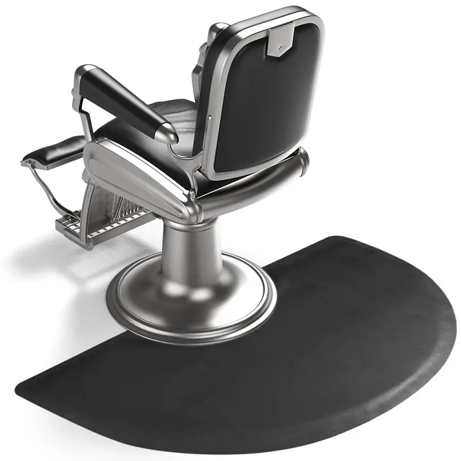

Chair AntiFatigue Floor Mat for Barber Shop 3x5 Black Semi Circle for Hair Stylist 1 2 Thick Standing Mat