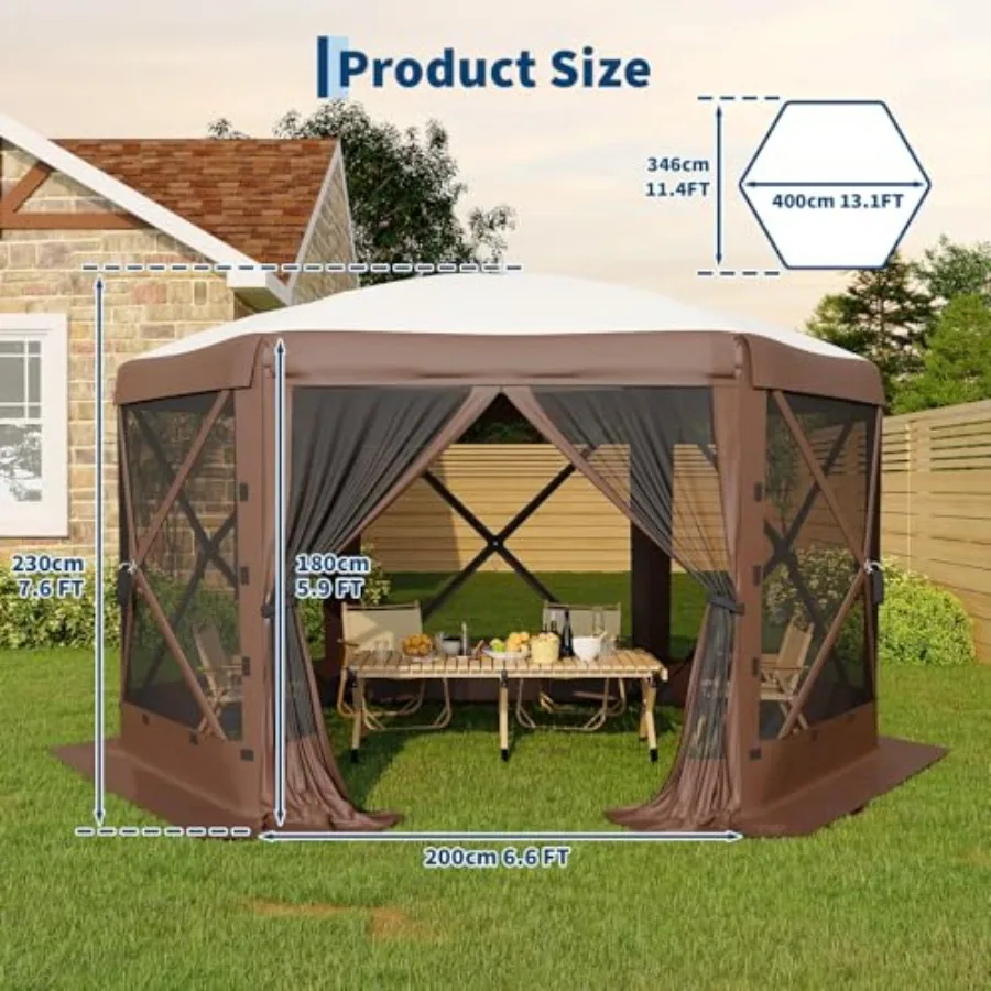 Pop Up Screen Canopy Tent, Instant Gazebo with Mosquito Netting and Carry Bag UPF 50+ Waterproof Outdoor Canopy Shelter with 6