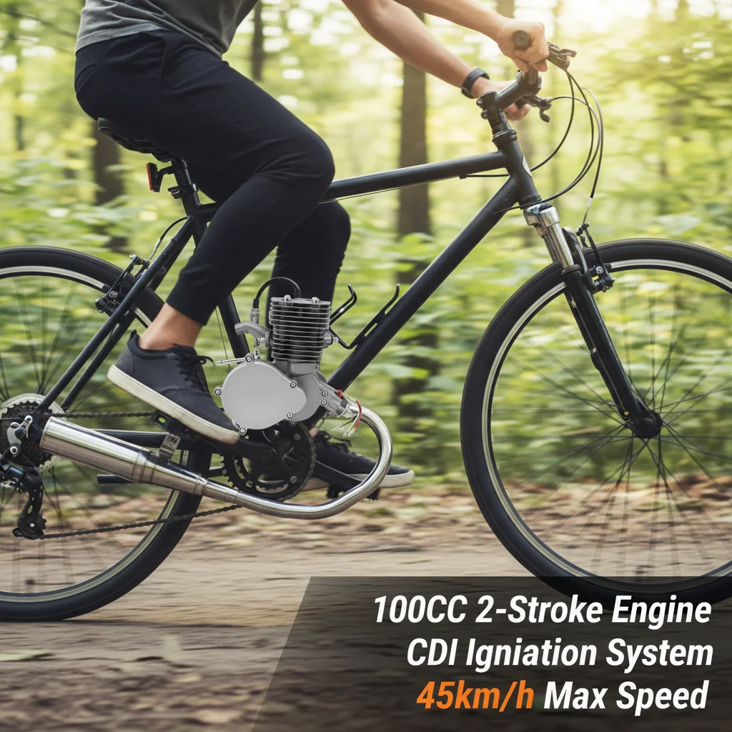 

100CC Gas Bike Engine Kit, Motorized Bicycle Conversion Kit for 26" 28" V-Frame Bikes – 2-Stroke Air-Cooled Motor, CDI Ignition, 45km/h Top Speed, 2L Tank – Perfect for Mountain Bike, Road Bike, Beach Cruiser