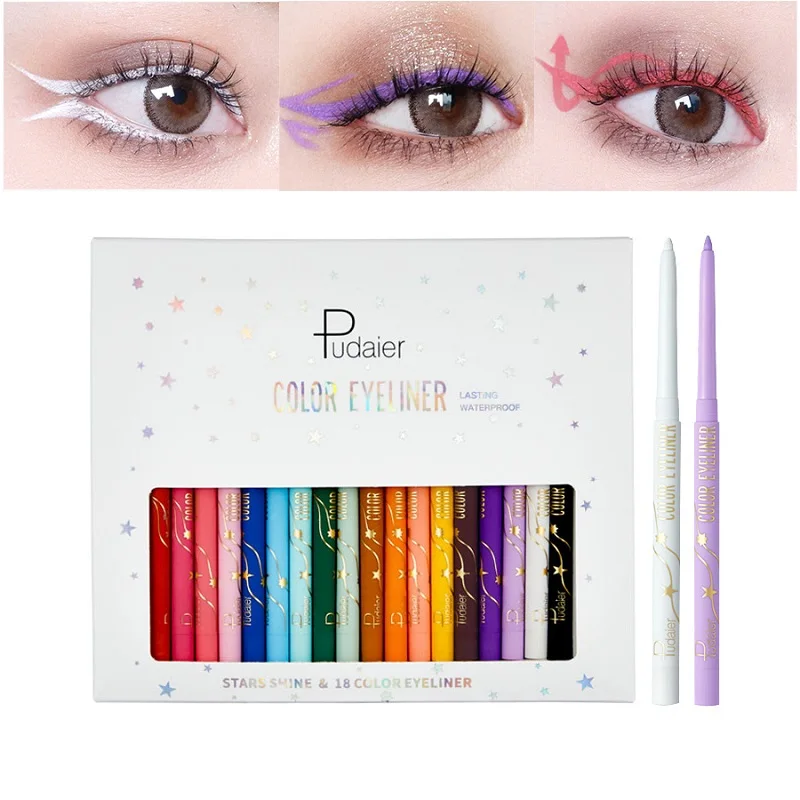 18Pcs/Lot Colorful Eyeliner Gel Pencil Waterproof Matte Eye Liner Cream Pen Long-Lasting Easy To Wear Makeup Kit Cosmetics