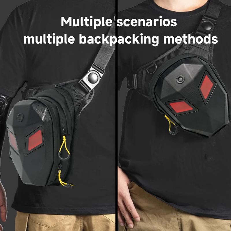 

Мужская сумка-слинг со светодиодной подсветкой для езды на мотоцикле, унисекс, сумка для ног, твердый корпус, водонепроницаемая, для путешествий, пешего туризма, карманная сумка для мобильного телефона, поясная сумка