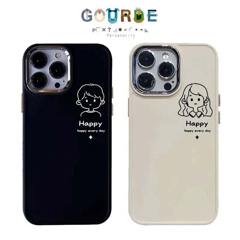 

Gourde Simple cute boy girl patterns Phone Case for Iphone 16 15 14 12 13 11 Pro Max IP 7 8 Plus Iphon X XS XR Xs Max