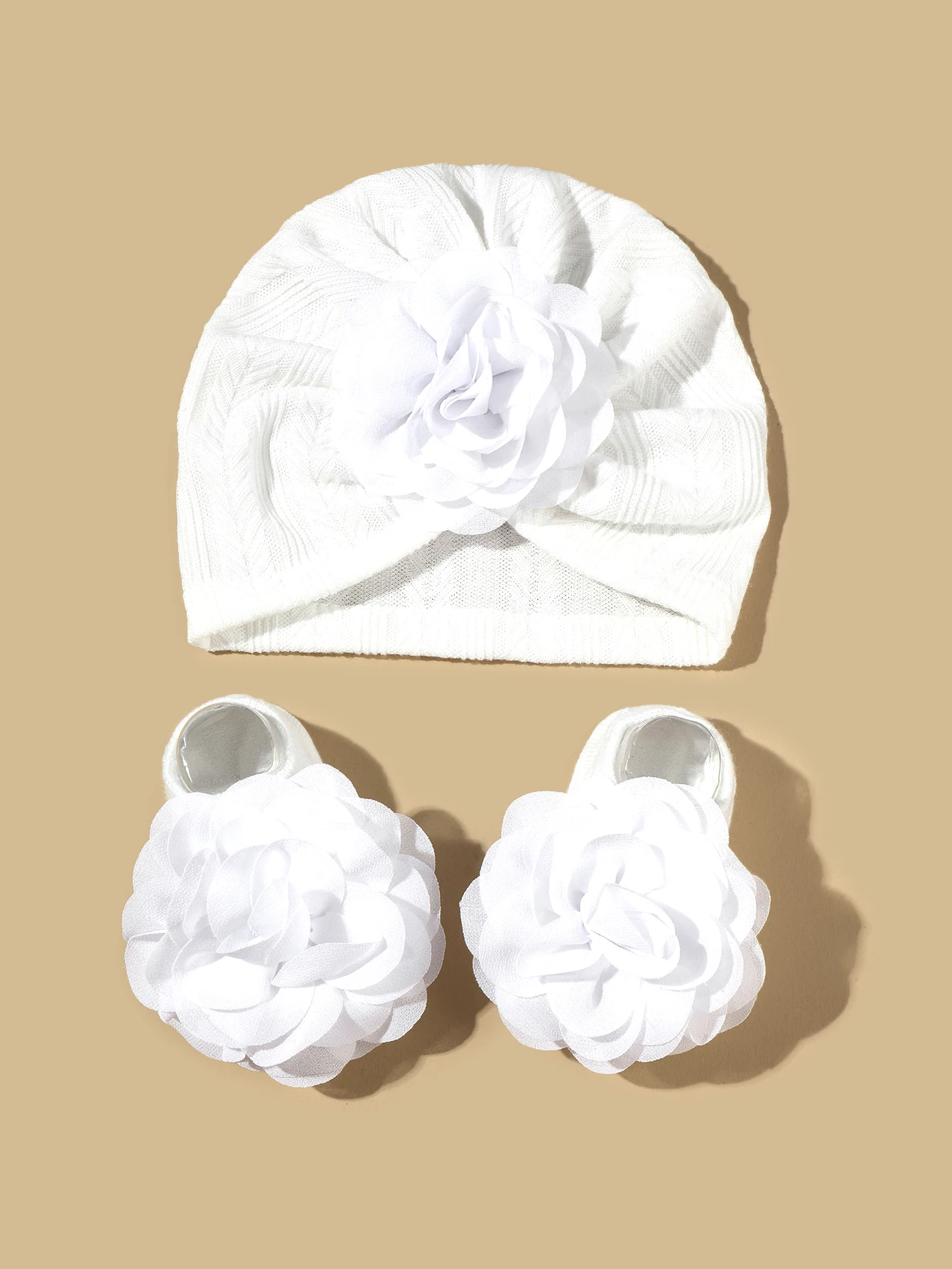 2pcs Newborn Baby Hat Set Spring Baby Girl Boy Turban Hat With Socks Flower Infant Beanies Cap Girl Headwraps Accessories