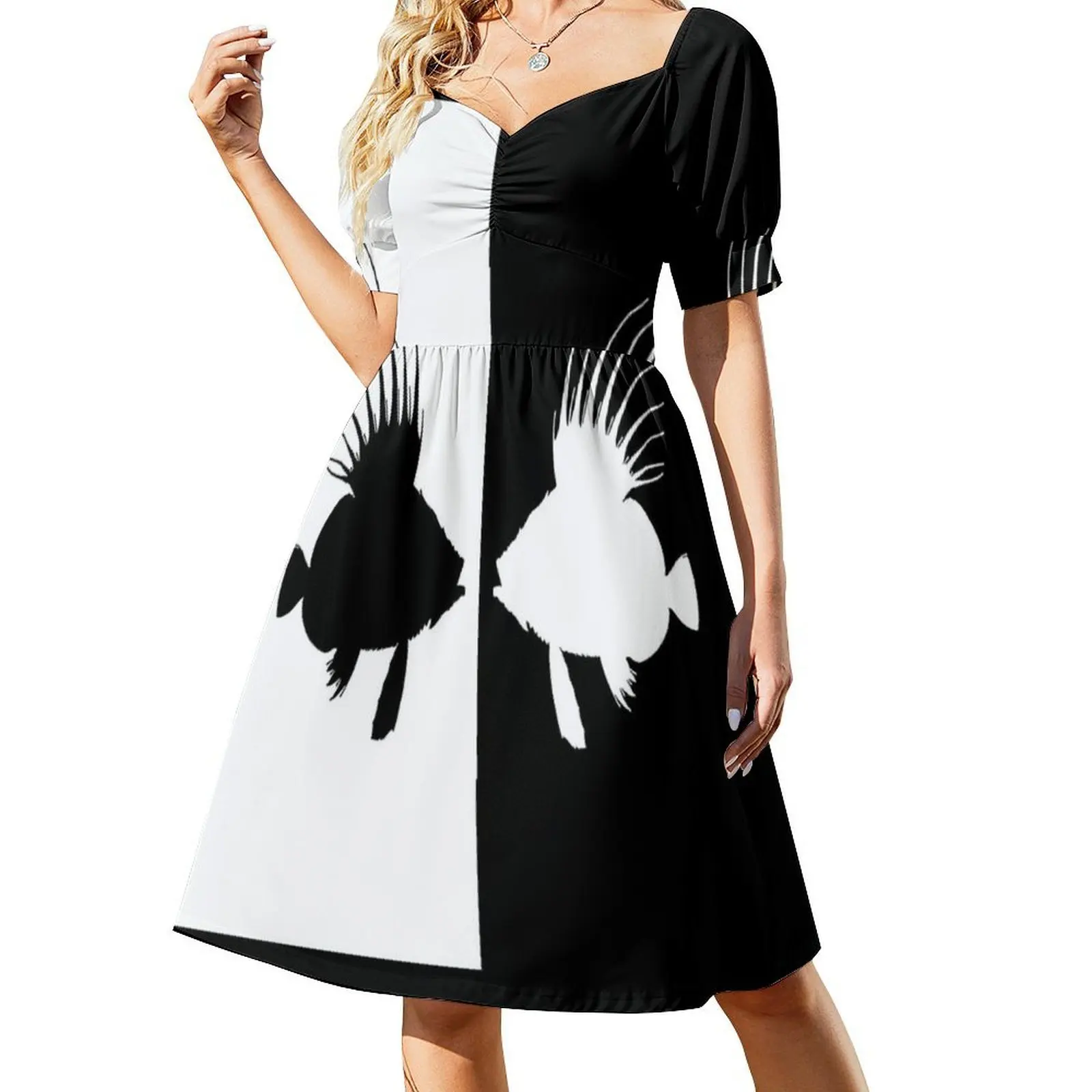 فستان دوري فيش على الطراز الكوري للنساء، فستان كاجوال أنيق للحفلات أو الارتداء اليومي، فستان فني ساحلي صيفي للشاطئ السفلي #2