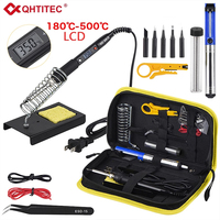 JCD 80W Soldering Iron Kit Adjustable Temperature LCD Digital Display Welding Repair Tools 220V/110V With Tin suction pump Set