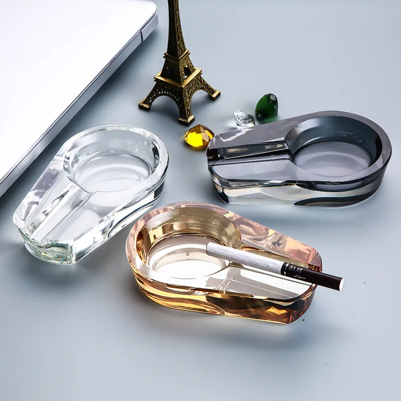 

Cigar Ashtray Crystal Glass Cigarette Holder Outdoor AshTray for Patio IndoorHome OfficeTabletop Desk smoking accessorie