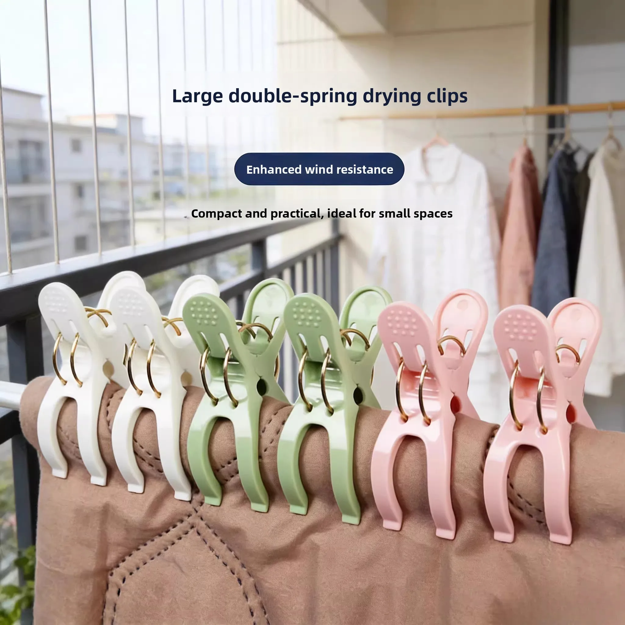 

Large Size Windproof Clothes Drying Clamp Double Spring Strong Fixed Clothes Drying Clip Large Size Clamp for Quilt Drying