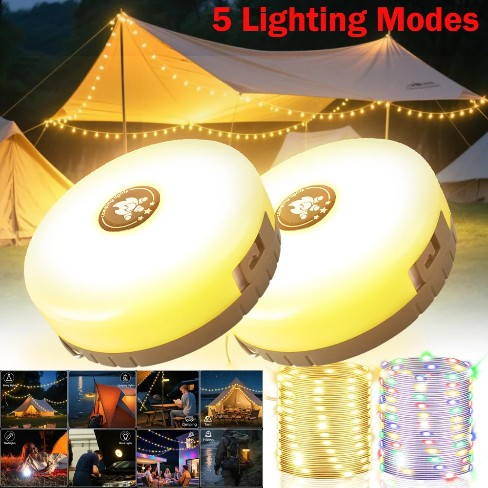2er-Set 10m Warmweiß &amp; RGB LED-Lichterkette – Einziehbare Ou...