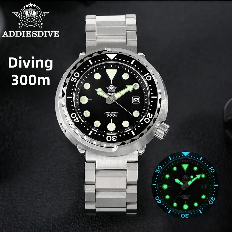 

ADDIESDIVE AD2522 Diver's Men Watch Sapphire Crystal Ceramic Bezel Automatic Mechanical Waterproof 30Bar Stainless Steel Watches