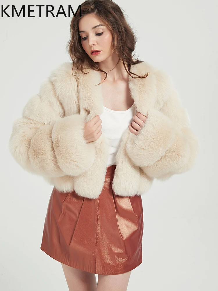 KMETRAM 100% Natural Fox Fur Jacket High Quality Warmth Short Real Fur Coat Women New Winter Clothes 2025 пуховик женский зимний