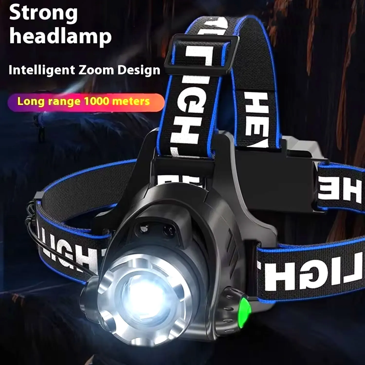 BALDR Powerful LED Headlamp USB Rechargeable Zoomable Headlight Outdoor Waterproof Work Head Lamp High Lumen Head Torch