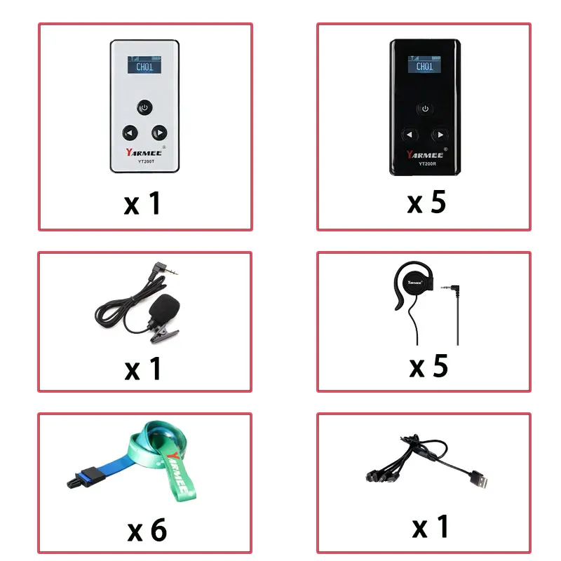 YARMEE Gids Systeem Draadloze Audio Zender Ontvanger Met Microfoon Oortelefoon Voor Simultaan Tolken Reizen