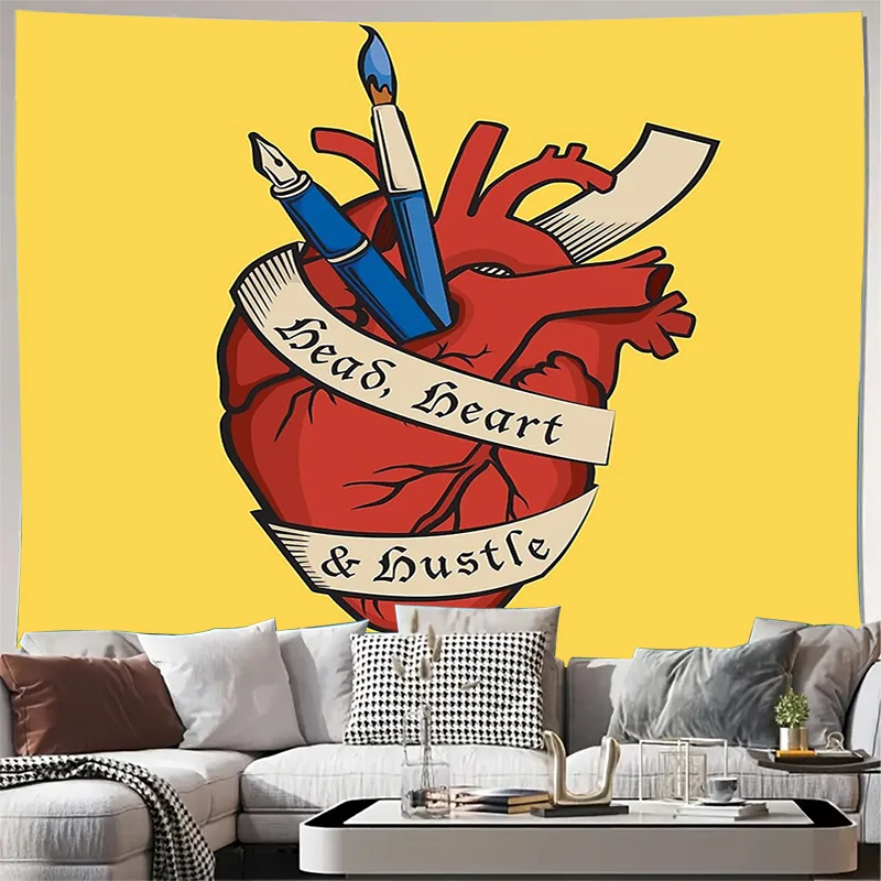 unframed Gothic Heart Tapestry Dark Academia Decor Emo Room Aesthetic Vaporwave Wall Hanging Alternative Home Decor Halloween Pa