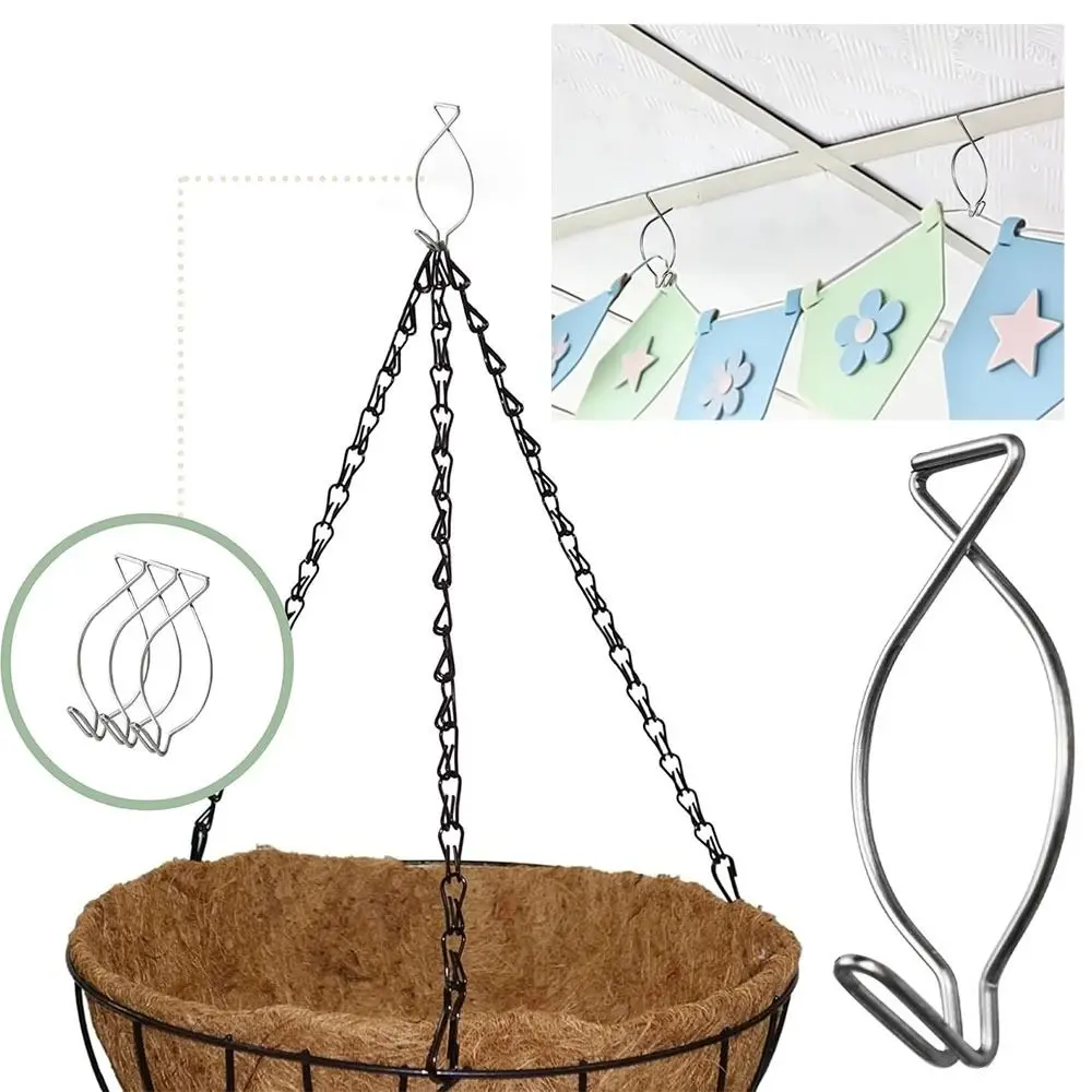 50Pcs/Set Stainless Steel Ceiling Hook Clips Rust Proof Heavy Duty Drop Ceiling Hooks Adjustable Rebound Spring