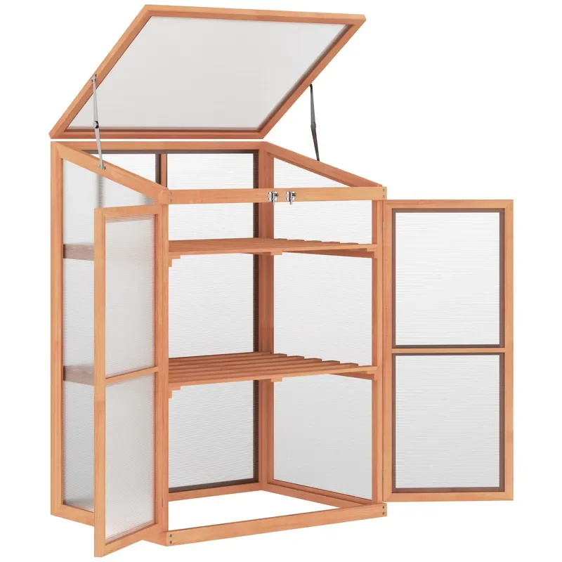 30L X 24W X 43H Wooden Cold Frame Greenhouse Mini Indoor Outdoor Planter Box for Seedlings Plants Flowers Garden Accessory