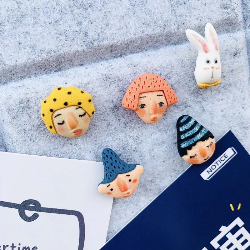 5pcs Abstract Comic Avatar Push Pins Cartoon Cute Pushpin  Decoration Thumb Tack Pins Message Board Photo Wall Nails Small Pin