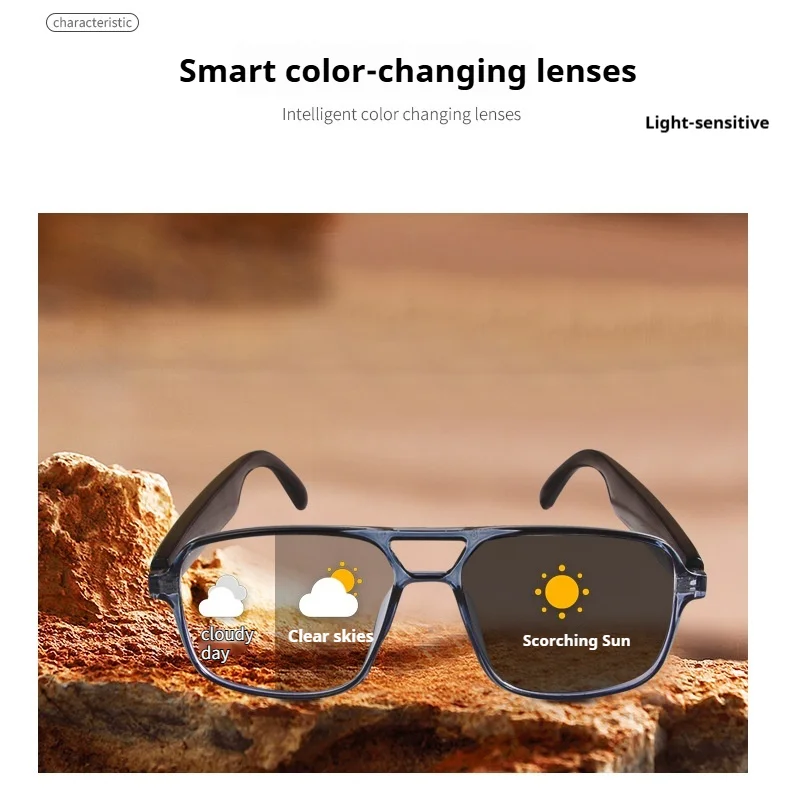 

GS10 Smart Photochromic Bluetooth Glasses, 27g Lightweight, Touch Control & Remote Photo, Outdoor/Daily Use
