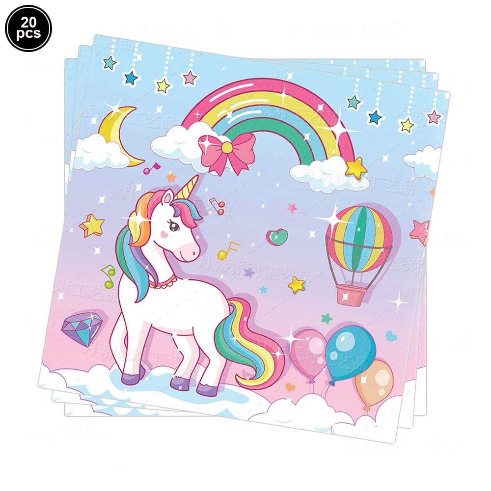 Vajilla desechable con temática de unicornio para Baby Shower, suministros de fiesta, platos, vasos, servilletas, mantel, decoración de fiesta de