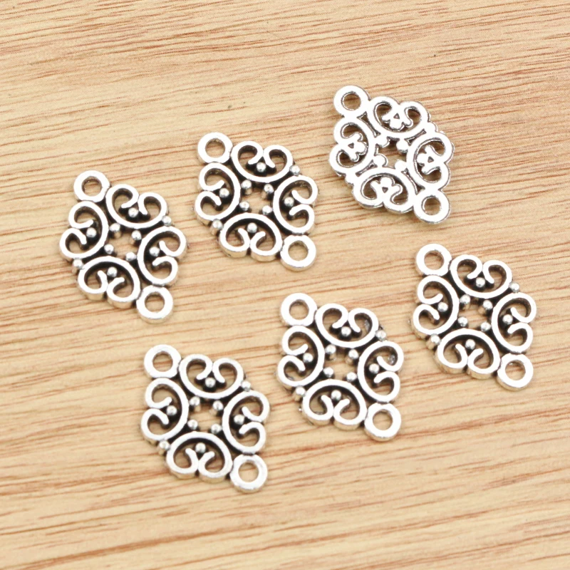 20pcs 20x13mm Antico Placcato Argento/Bronzo/Nero colore Del Fiore di Stile Fatti A Mano Connettore di Fascini Del Pendente: FAI DA TE per il braccialetto collana