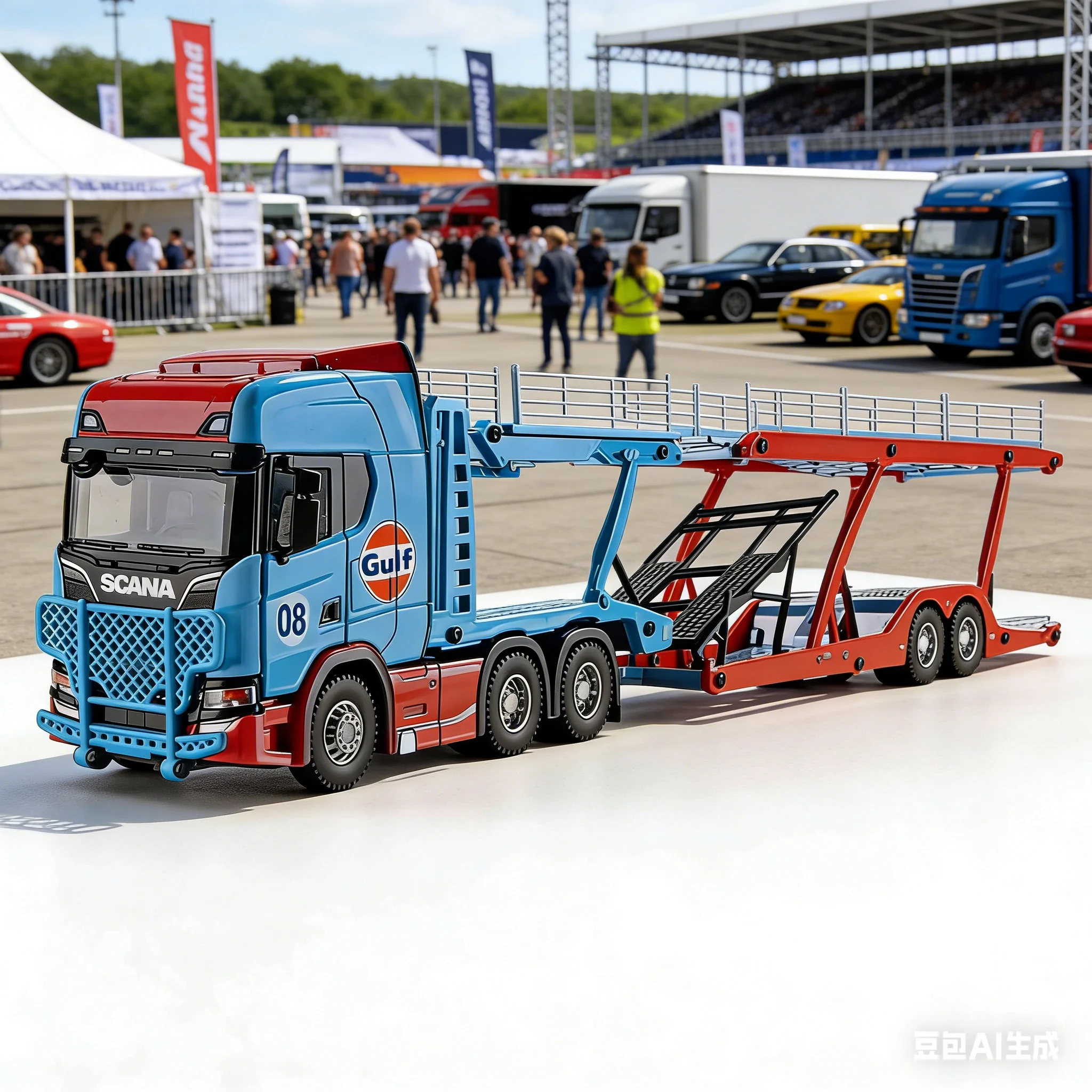 

1:50 Scania Double-Deck Transport Truck Alloy Car Model Simulated Sliding Toy for Boys Exquisite Collection & Display Model