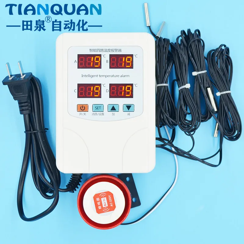 9904 Four channel Temperature Test Multi channel High and Low Temperature Upper and Lower Limit Digital Display Adjustable