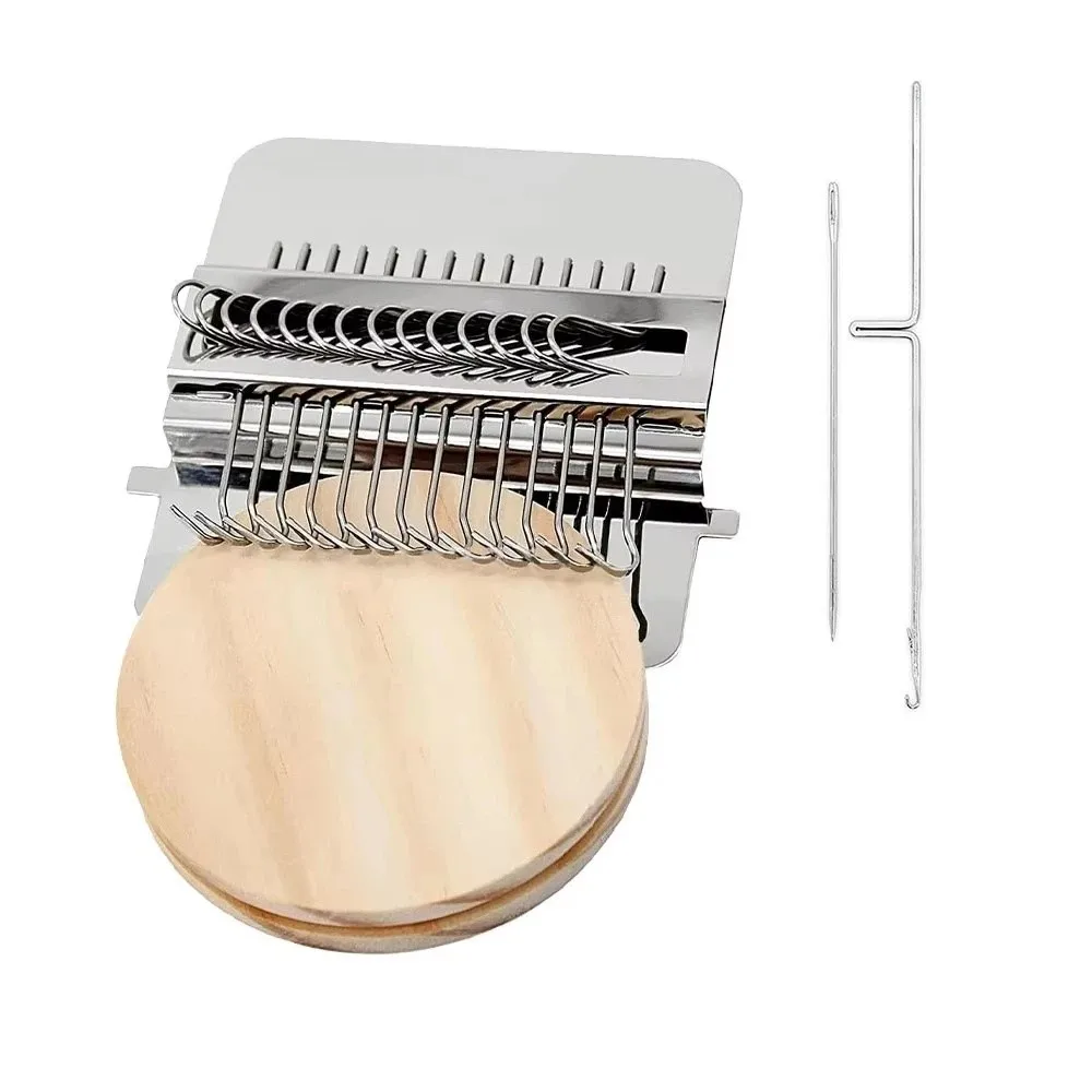

Wooden Frame Mini Loom Machine 12/14 Hook Mini Size Small Woven Machine Metal Tool Small Frame Weaving Loom Kit Travel Darner