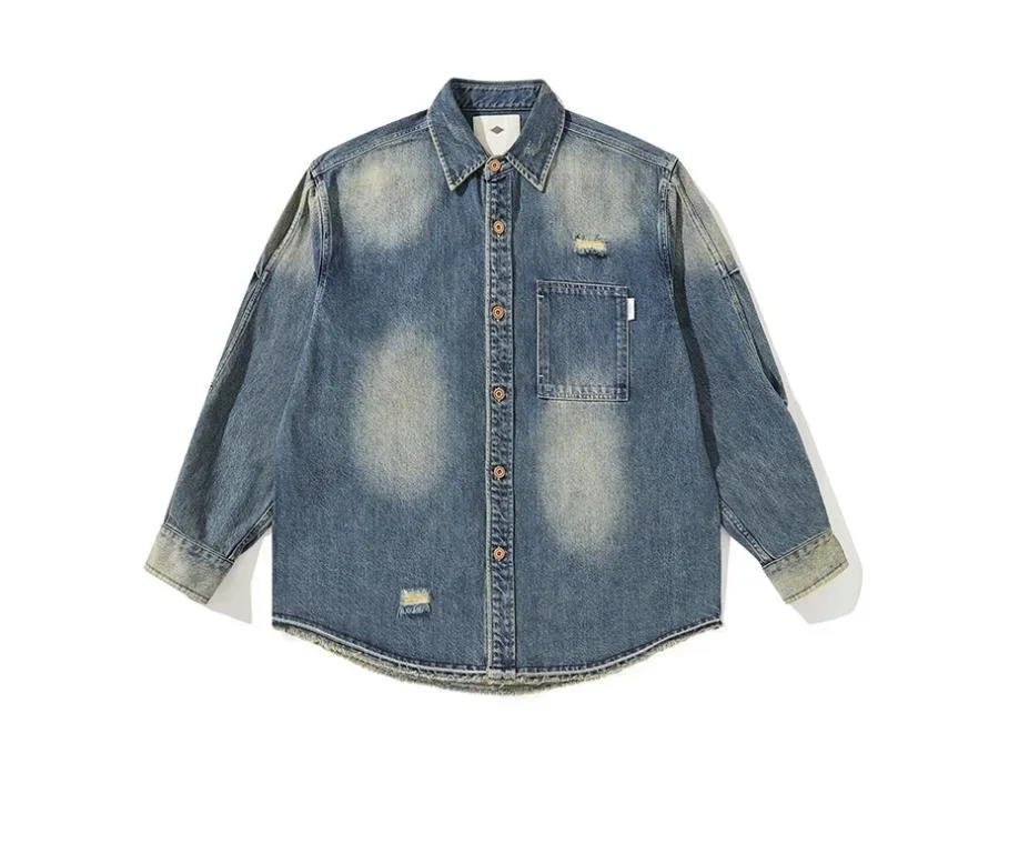 Free shipping.fashion city boy quality cotton coat.mens Vintage casual denim shirts.quality Retro Washed street wear.young