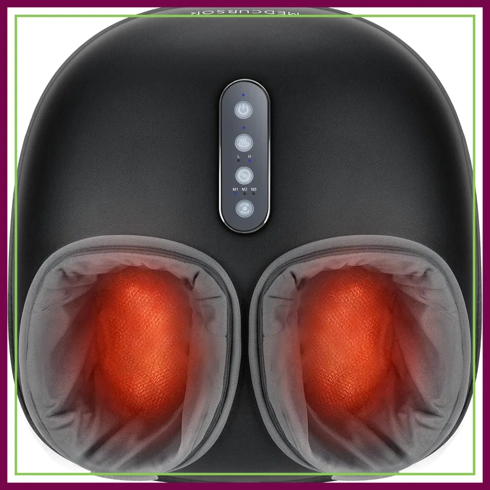 

Foot Massager with Heat - Shiatsu Feet Massage Machine for Tired Muscles & Plantar, Deep Kneading, Multi-Level Settings, Home Office Use, Size up to 13