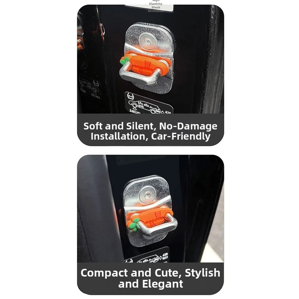 4/5pcs Silicone Car Door Lock Sound Deadener Buffer Seal Shock Absorber Car Door Lock Protectors Soundproofing