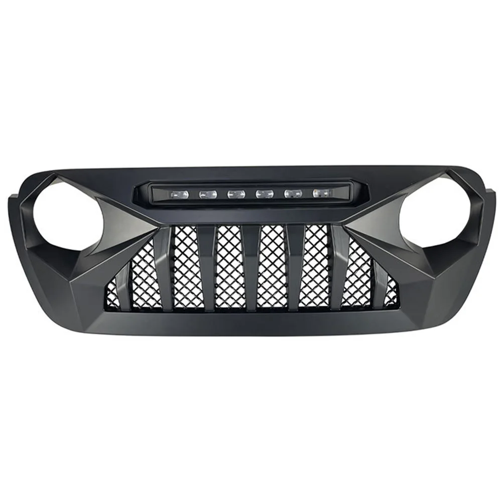 Front Bumper Grille Racing Grill Guard Grid For Jeep Wrangler JL Gladiator JT 2018-2023 Demon Matte Black Amber Spotlight Style