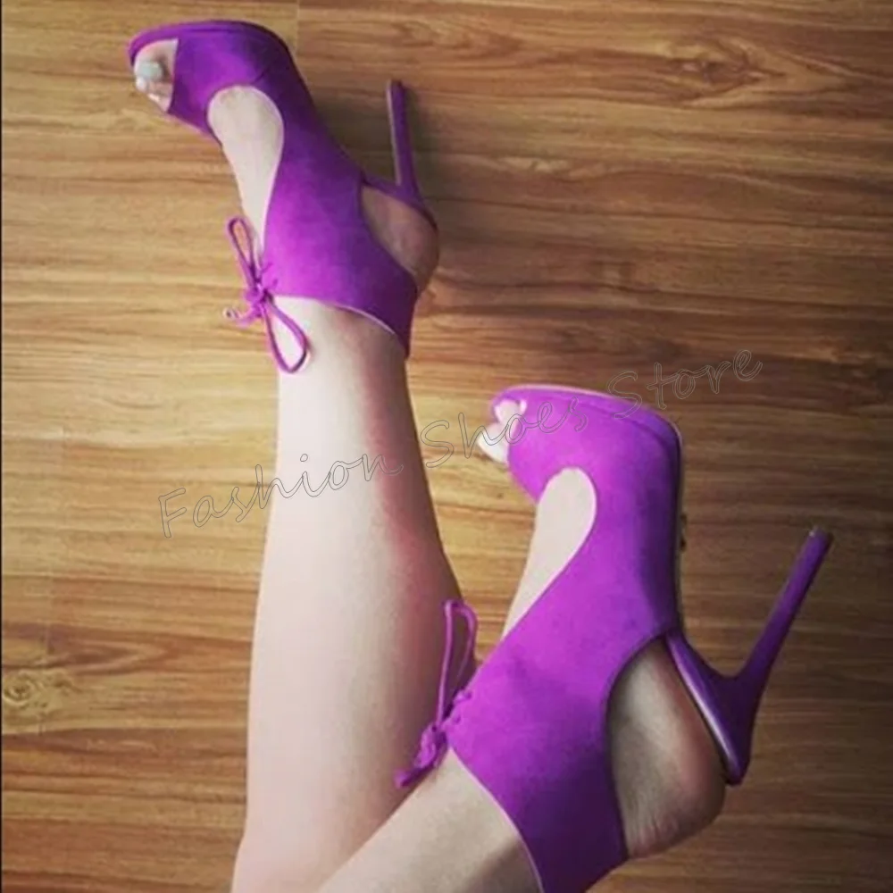 

Purple Peep Toe Cut Out Sandals Lace up Stilettos High Heels High Heel Shoes for Women Sexy Heels 2024 New Zapatos Para Mujere