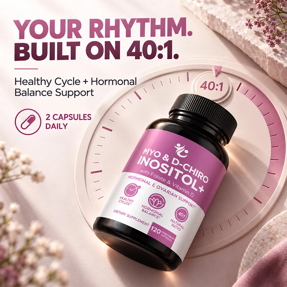Myo-Inositol & D-Chiro Inositol Supplement for Women | Plus Folate, Vitamin D, Support Healthy Hormonal Balance, Regular Cycles