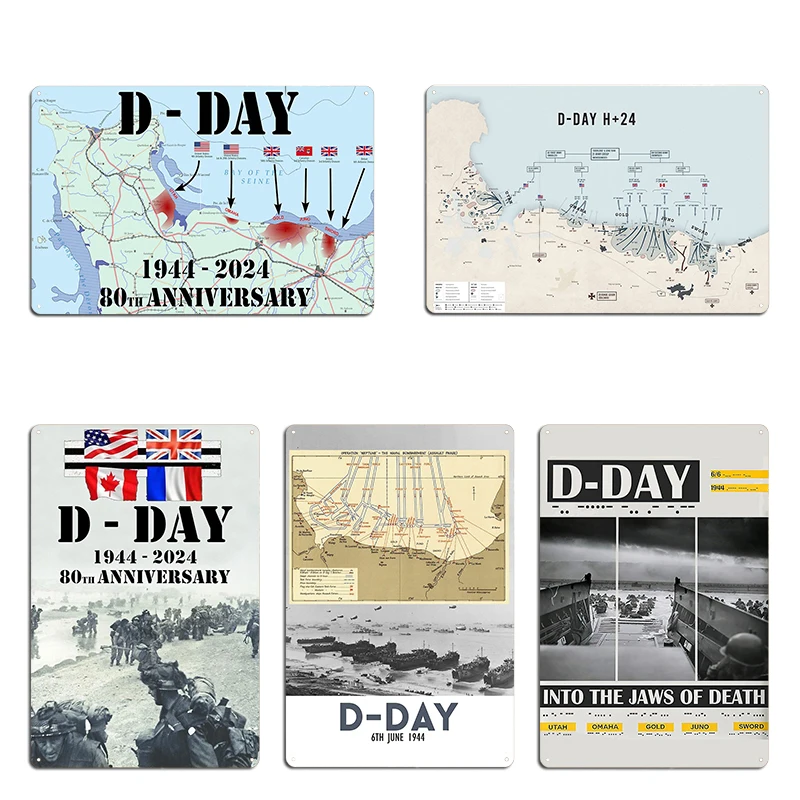 День D 1944, пляж Нормандии, туристический постер, металлический знак, кухня, винтажный клуб, вечерние настенный декор, жестяная вывеска, постер