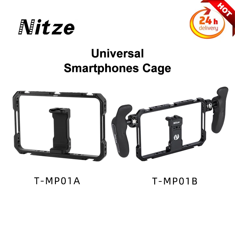 

Nitze T-MP01A/T-MP01B Universal Smartphones Cage with Side Handles for Live Broadcast Videomaker For 69mm-88mm Mobile Phones