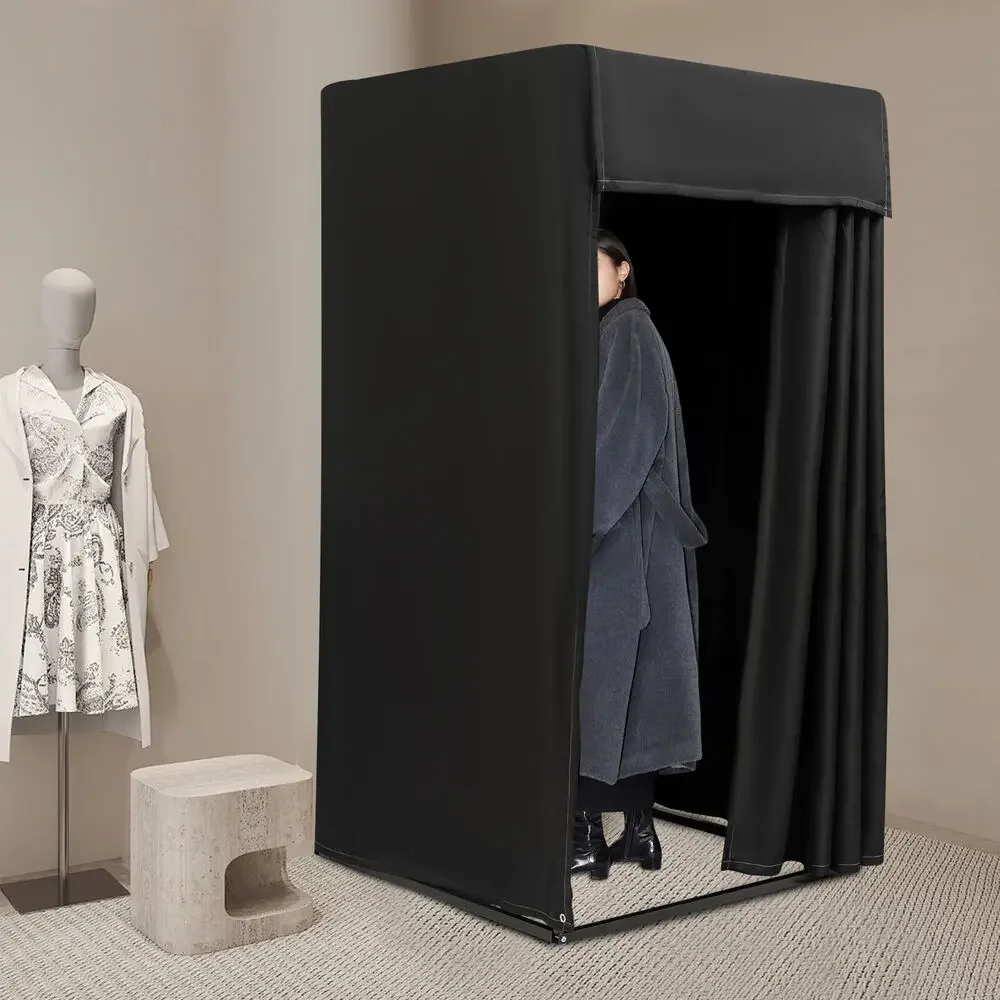 

Fitting Room for Boutique, Portable Dressing Room Clothing Store w/Curtain Hook