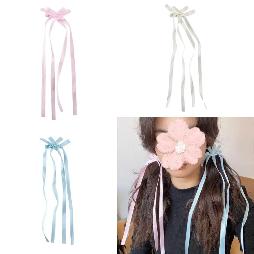 

Japanese Cloth Long Ribbon Hair Clip Lolita Balletcore Bowknot Hair Tie Hair Clip Bang Clip Y2k Hair Tie Headdress