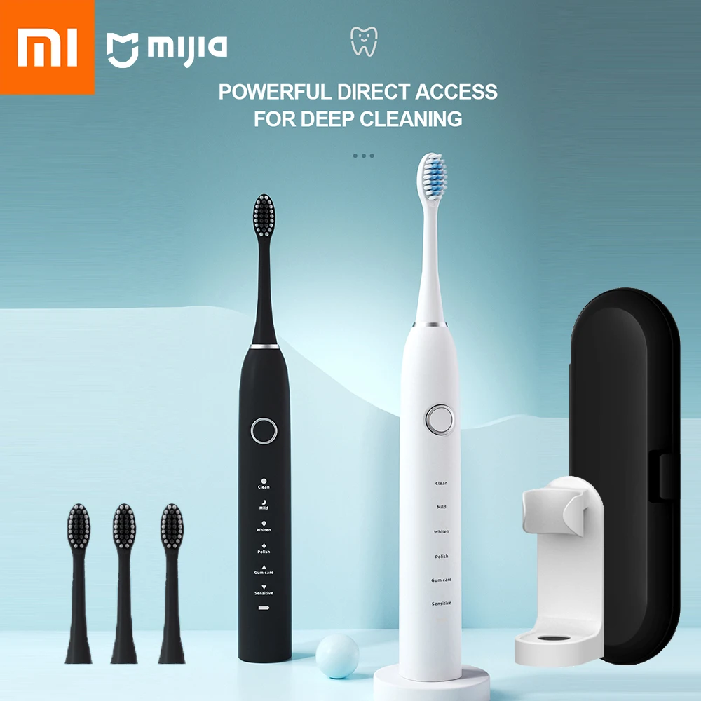 Зубная щетка Xiaomi Mijia IPX7 Ультразвуковая электрическая, перезаряжаемая умная с таймером, 6 режимов работы, для отбеливания зубов