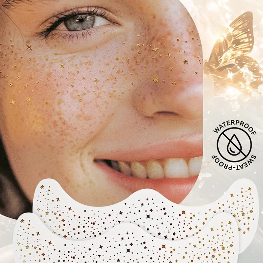 

Hot Stamping Freckles Makeup Patches Me Golden Silver Fake Freckles Temporary Tattoo Stickers For Women Face Makeup