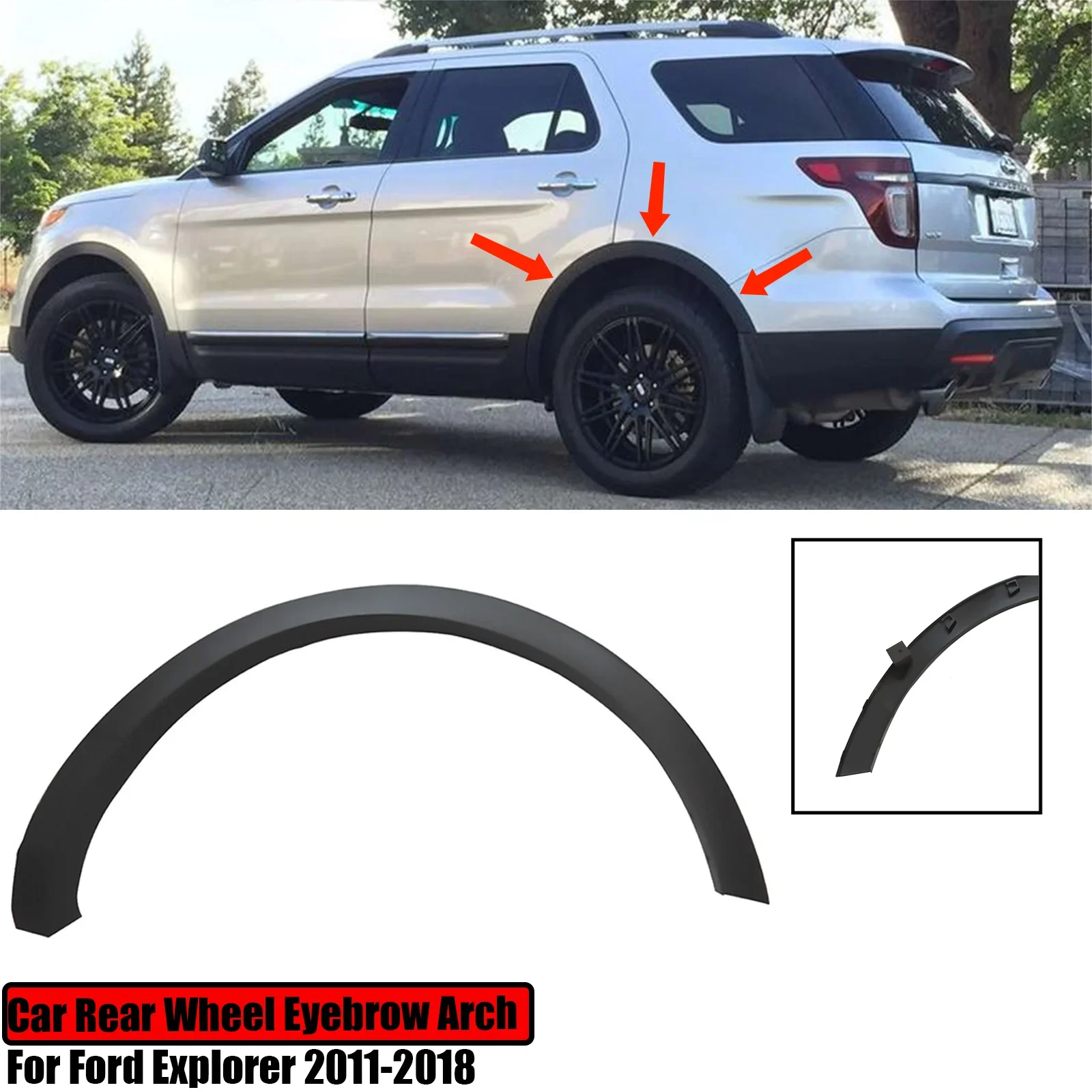 For Ford Explorer 2011-2018 Replacement Rear Wheel Arch Eyebrow Molding Flare Fender BB5Z-7829165AA BB5Z-7829164AA Left Right