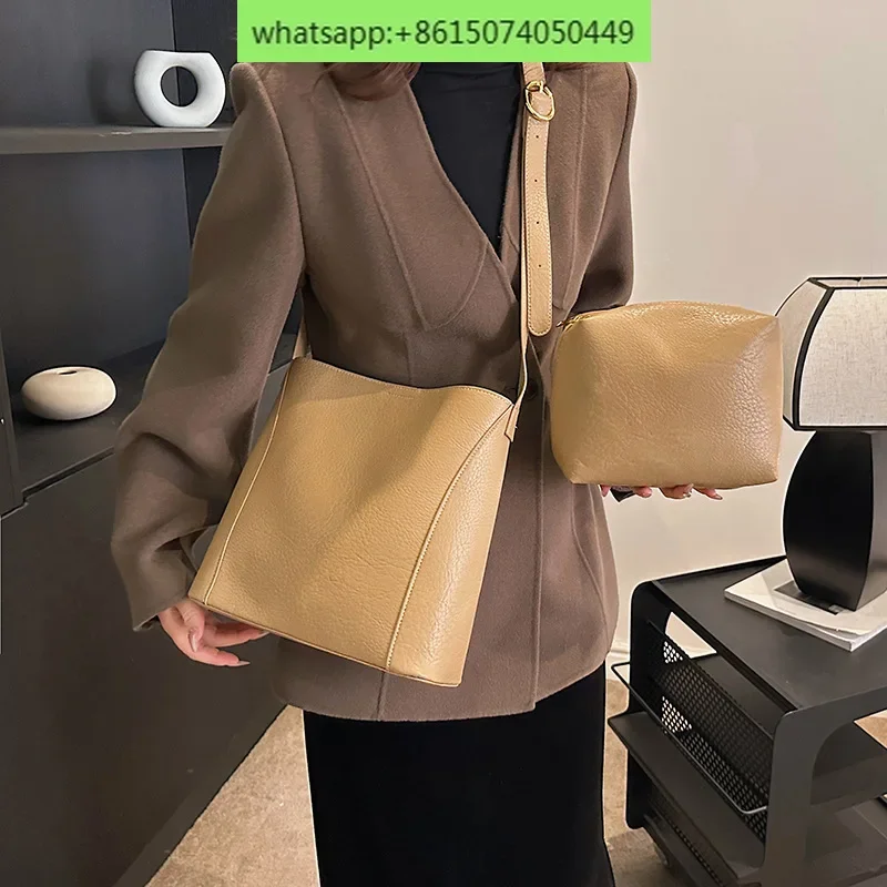 Popular Versatile Bucket Mother and Child Bag Simple and Large Capacity Commuting Shoulder Bag Texture Crossbody Women's Bag