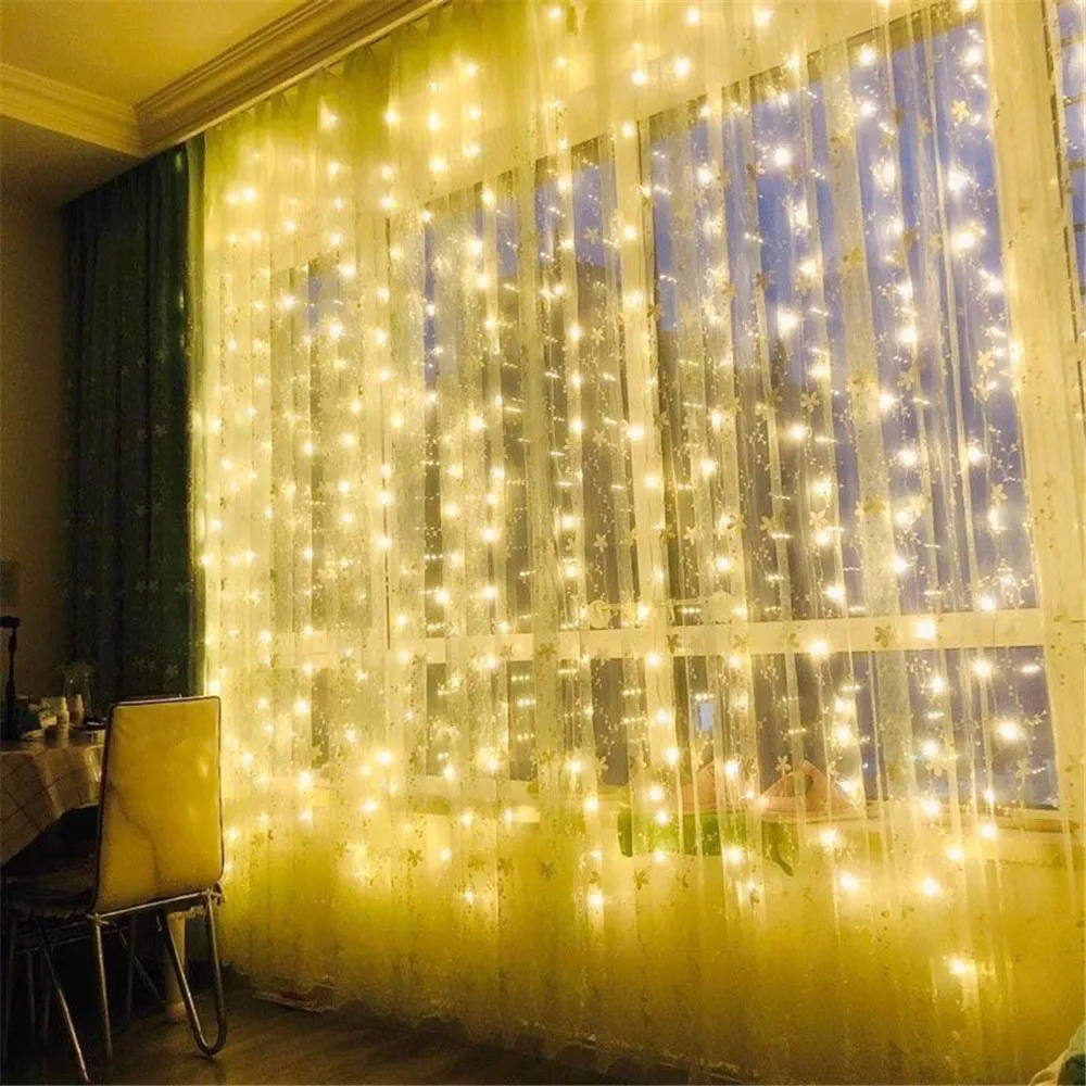 Imagem -04 - Outdoor Usb Curtain String Lights Led Fairy Light Luz do Quarto Casamento Festa de Natal Decoração do Feriado Modos 3m 4m 6m