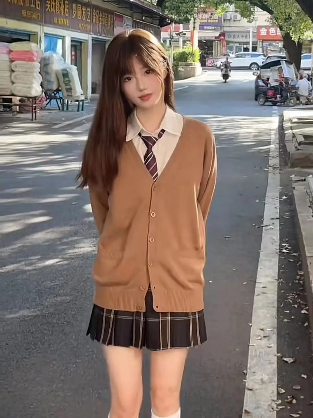 Academic style JK uniform sweater jacket women\'s cardigan Japanese fashion JK sweater solid color long sleeved knit sweater