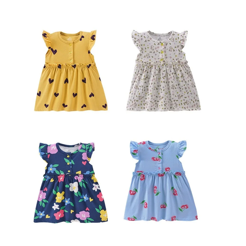 100% Cotton Floral Dresses Baby Girls Summer Multi Pattern Clothes Infant Babe Kids Princess Dress for 9-36Months Child