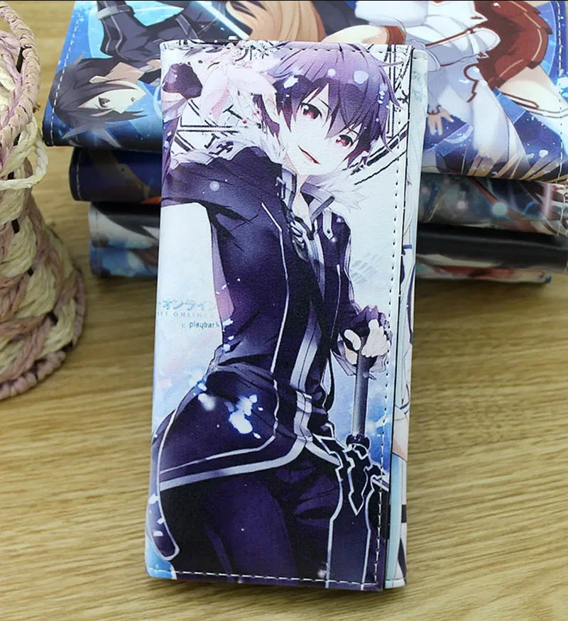 Cartoon Sword Art Online SAO Kirito Men's Wallets Yuuki Asuna Women Card Holders Purse